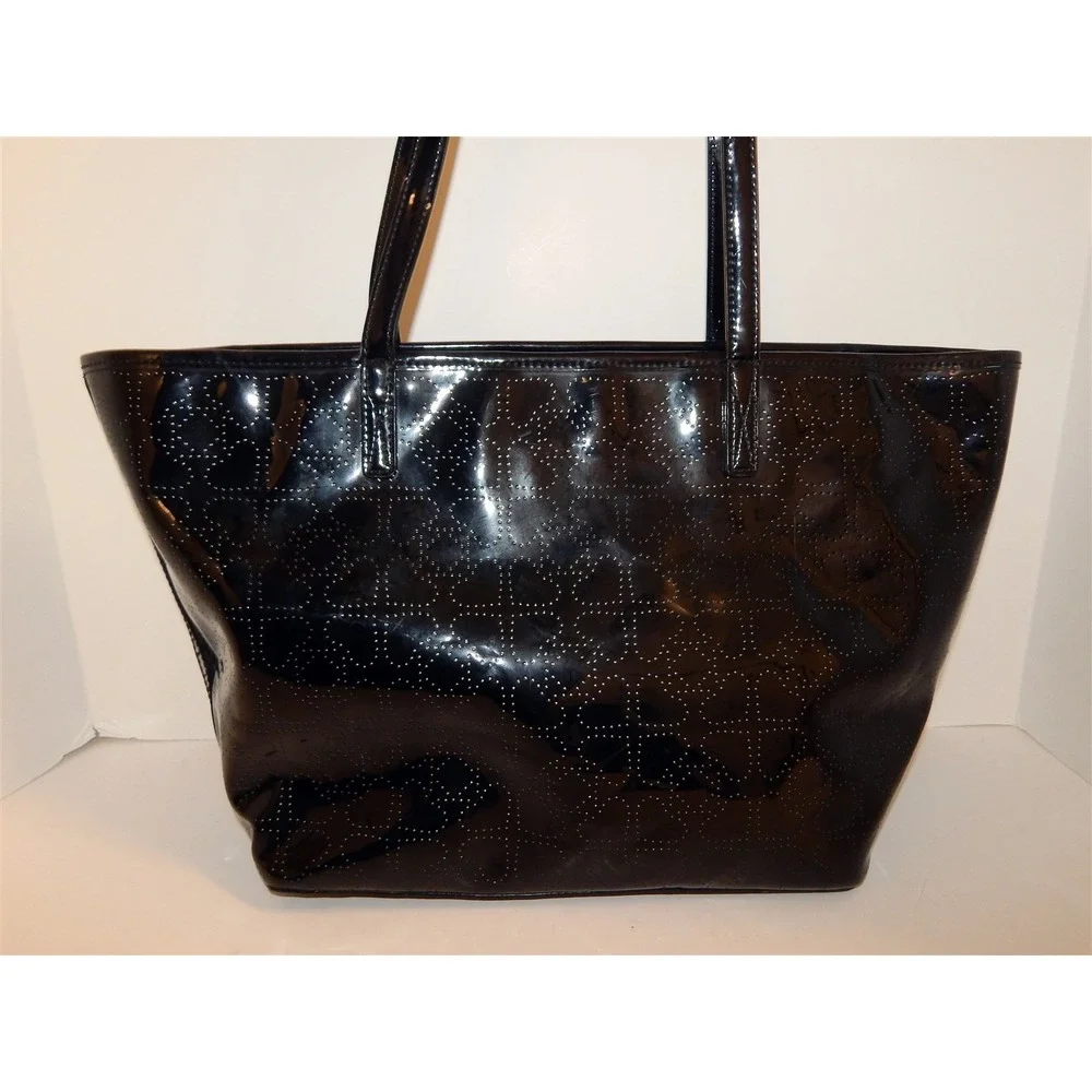 Kate Spade New York Black Patent‎ Perforated Logo Tote Bag